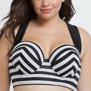 Torrid Black and White Striped BIKINI TOP